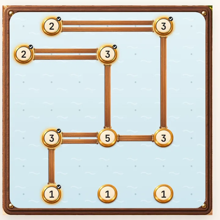 The same board with a new bridge from the 3 down to the 1 below it.